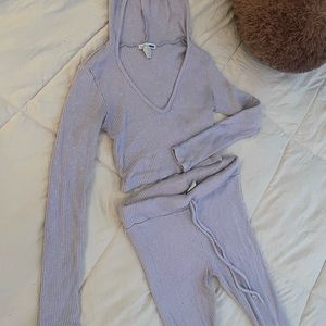 Lavender Sporty Hooded Two Piece
